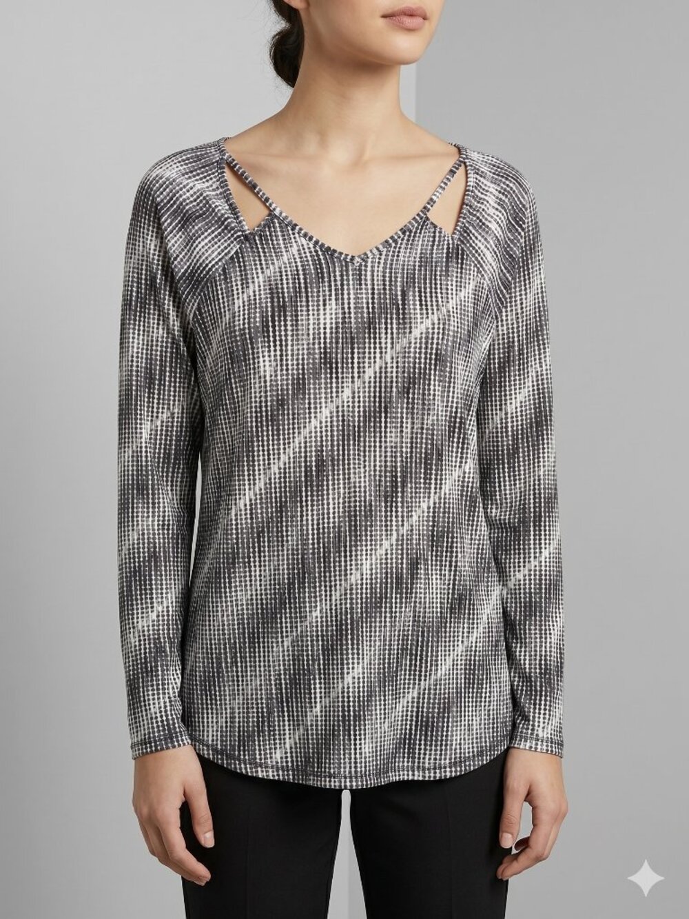 Cato Polyester Geometric‎ Cut Out Sleeve Blouse